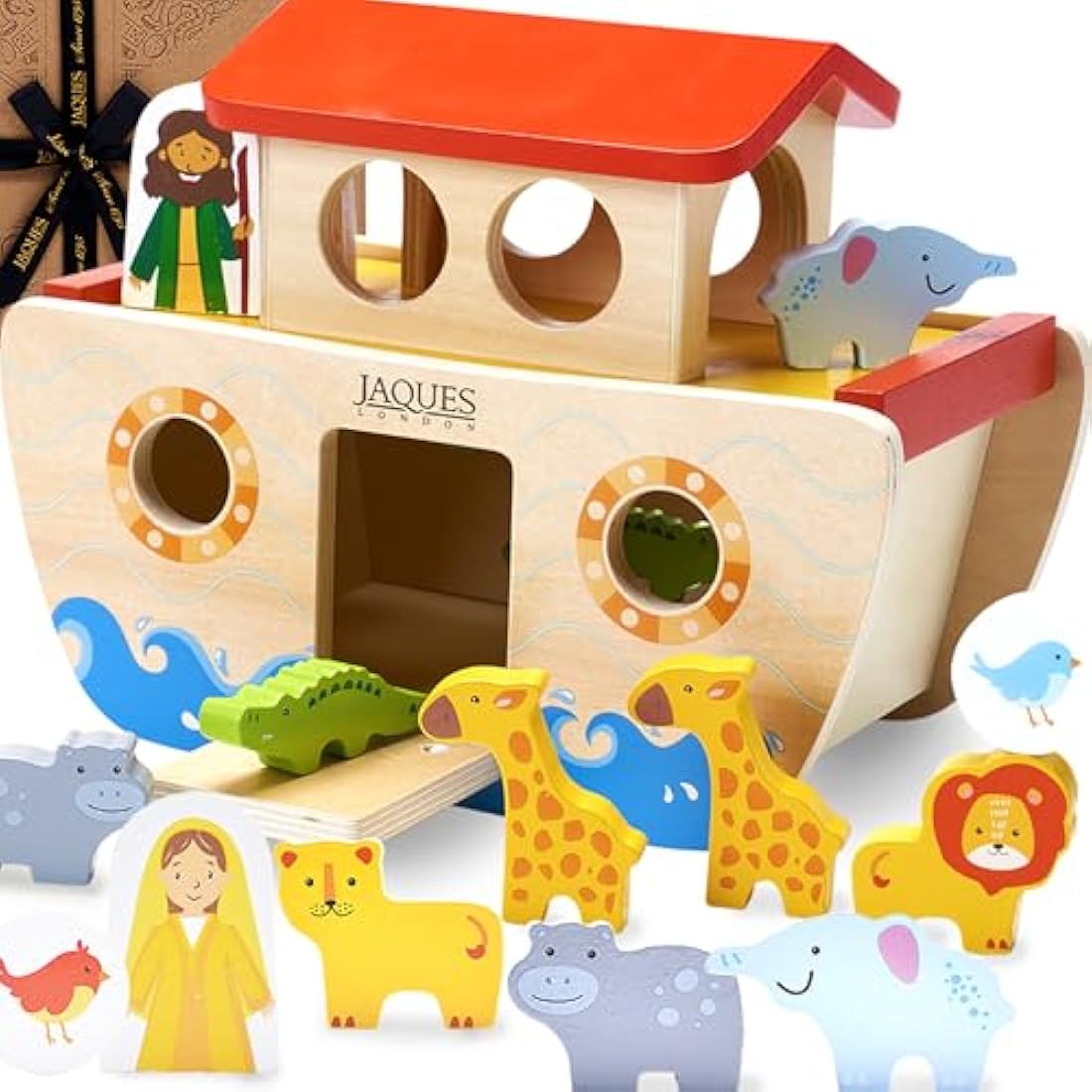 Jaques of London Noah's Ark Toy | Wooden Toy for 1 Year Old | Christening Gifts for Girls & Boys | Montessori Baby Toy | Since 1795