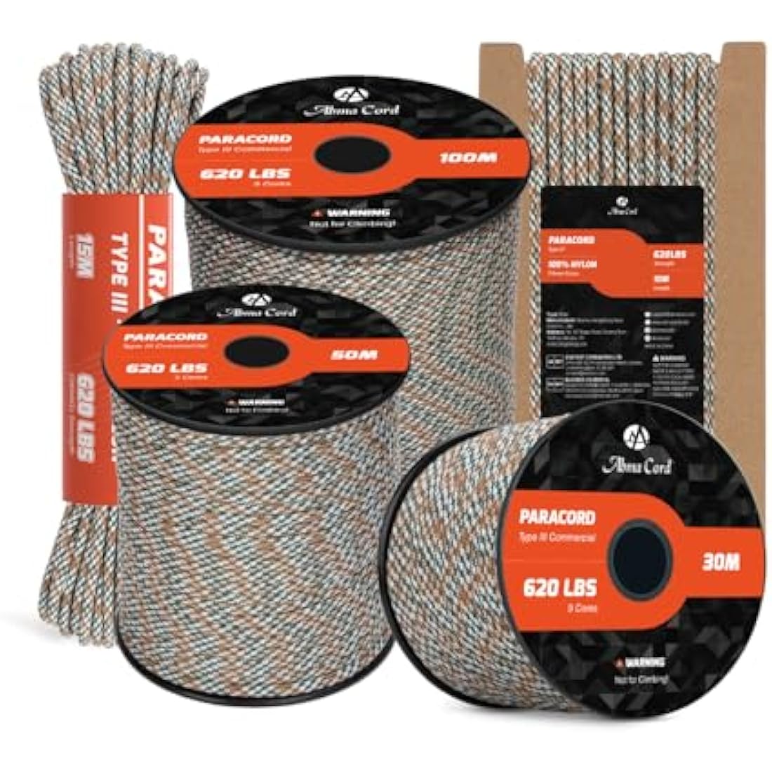 Abma Cord Paracord 4mm 100m 100% Nylon Rope 9 Strands Type III Parachute Cord for DIY, Camping, Survival, Outdoor - Max. 280kg - Honor