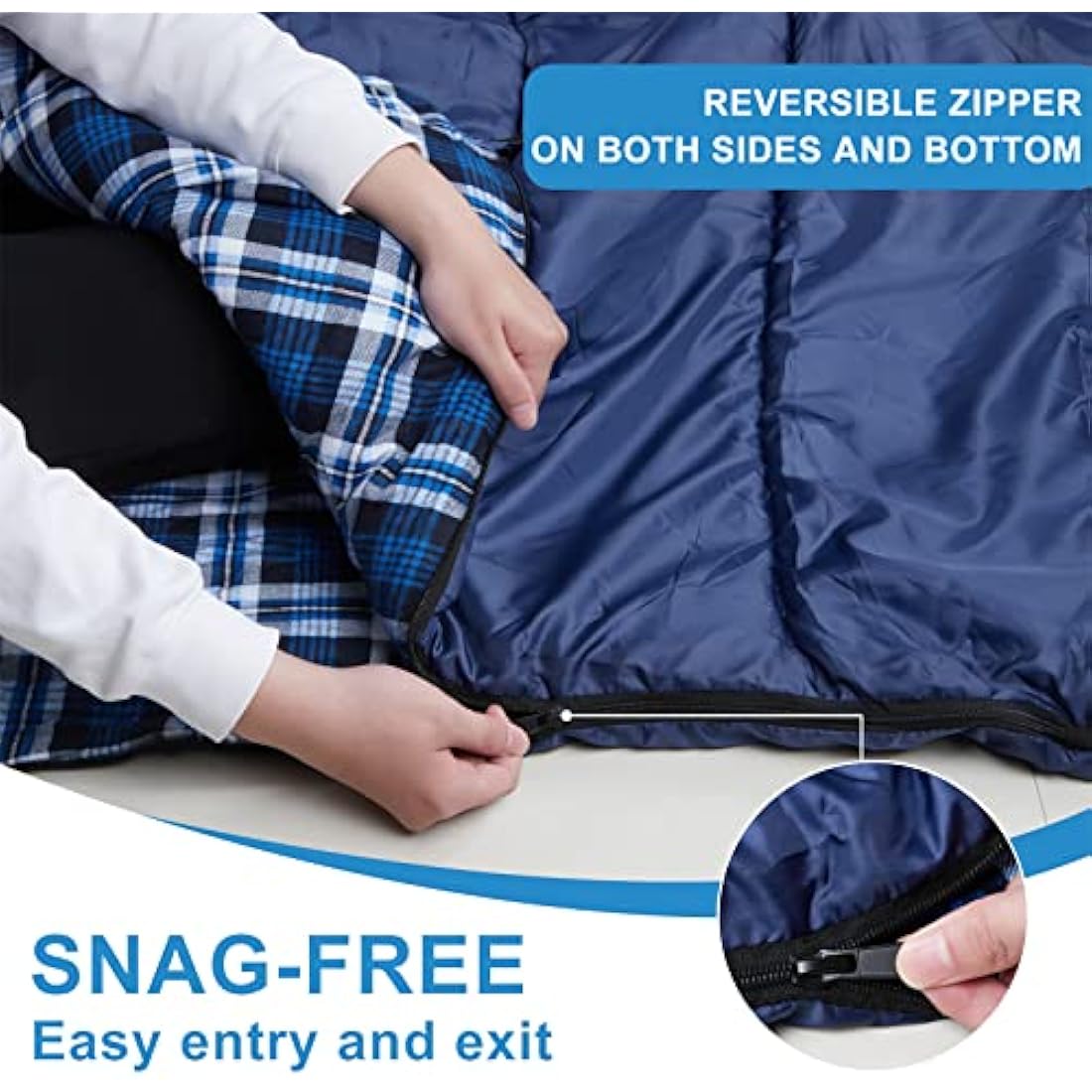 Double Cotton Flannel Sleeping Bag for Camping, Hiking, or Hiking. Queen 2 Cold Weather Waterproof Sleeping Bag for Adults or Teenagers.