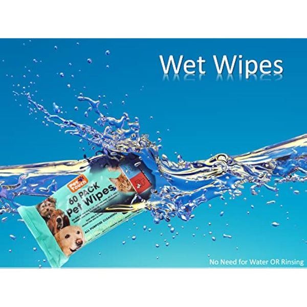 Dog Wipes All Purpose Cleaning Pet Wipes for Dogs Cats Puppies Alcohol Free (1 Pack of 60 Wipes)