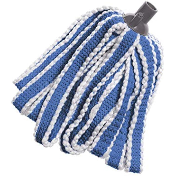 Addis Mega 100% Microfibre Mop Replacement Refill Heads, Super Soft Highly Absorbent Knitted Technology, Pack of 3, White, 5131903AMP, Blue & Metallic, Triple Pack