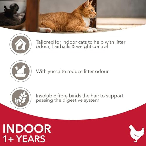 IAMS Indoor Complete Dry Cat Food Chicken 10kg - Litter Odour Control, Hairballs & Weight Management