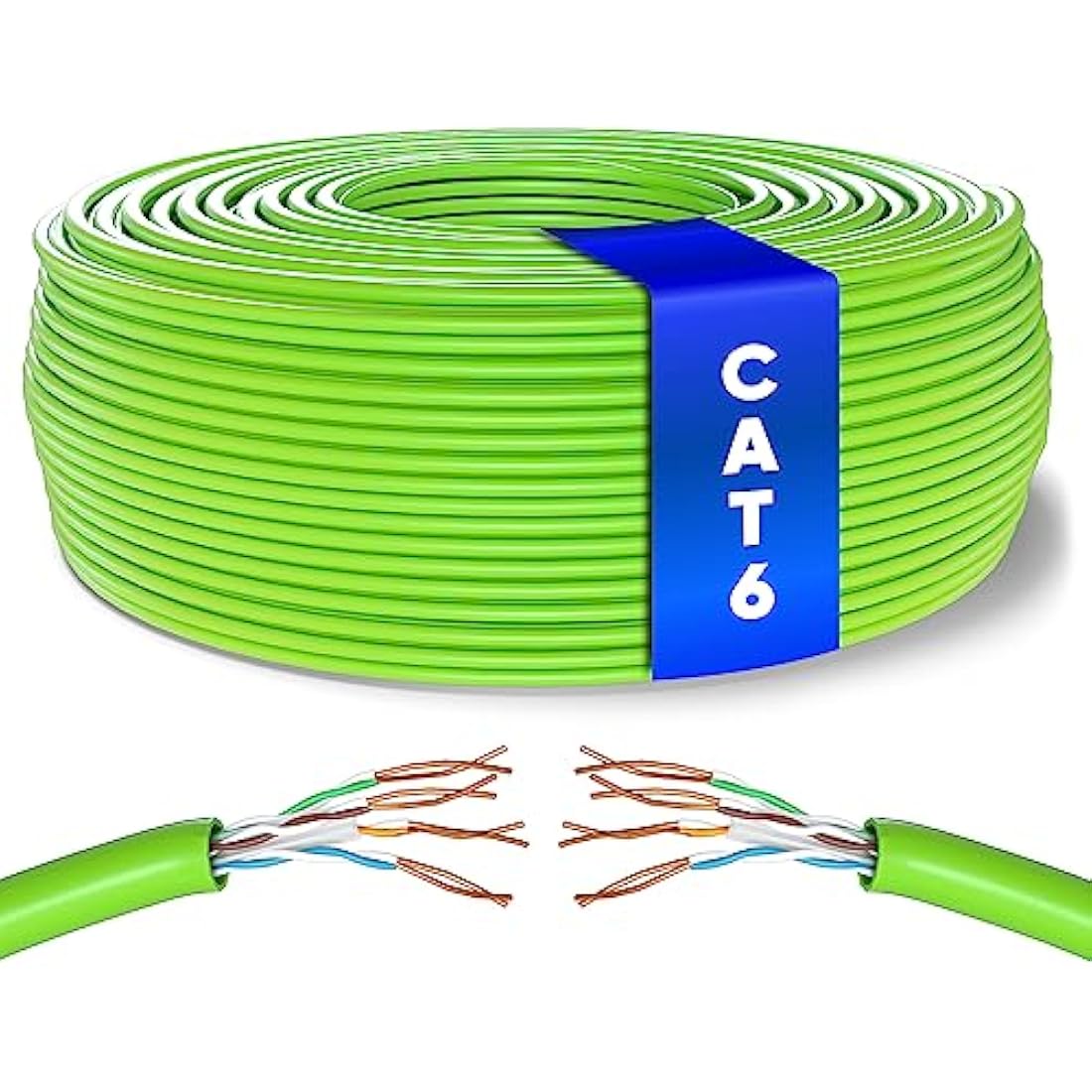 Mr. Tronic Bulk Cat 6 Ethernet Cable 100m, High Speed LAN Ethernet Network Cable, 100m Bulk Cat6 Internet 1 Gbps, 250 MHz, ADSL AWG24, UTP CCA (100 Meters, Green)