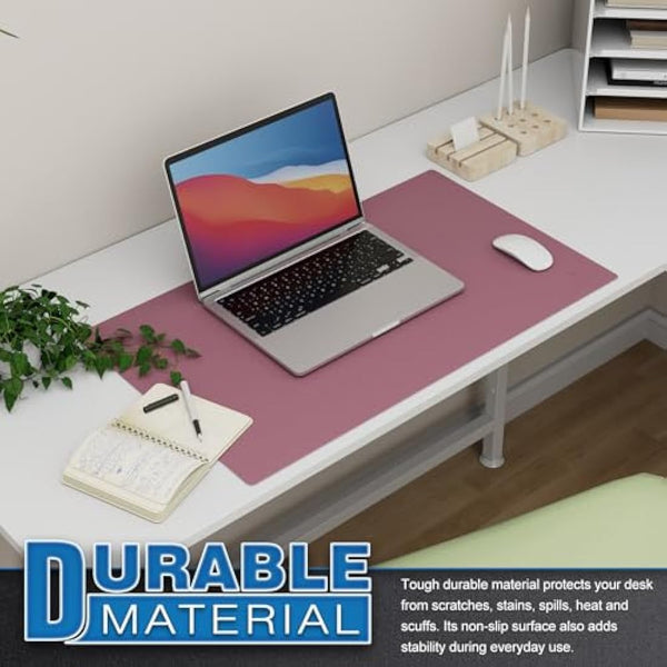 K KNODEL Small Office Leather Desk Mat, Mouse and Keyboard Pad, Computer and Laptop Mat, Desktop Protector and Cover, Writing Pad and Blotter (60x35cm, Purple)