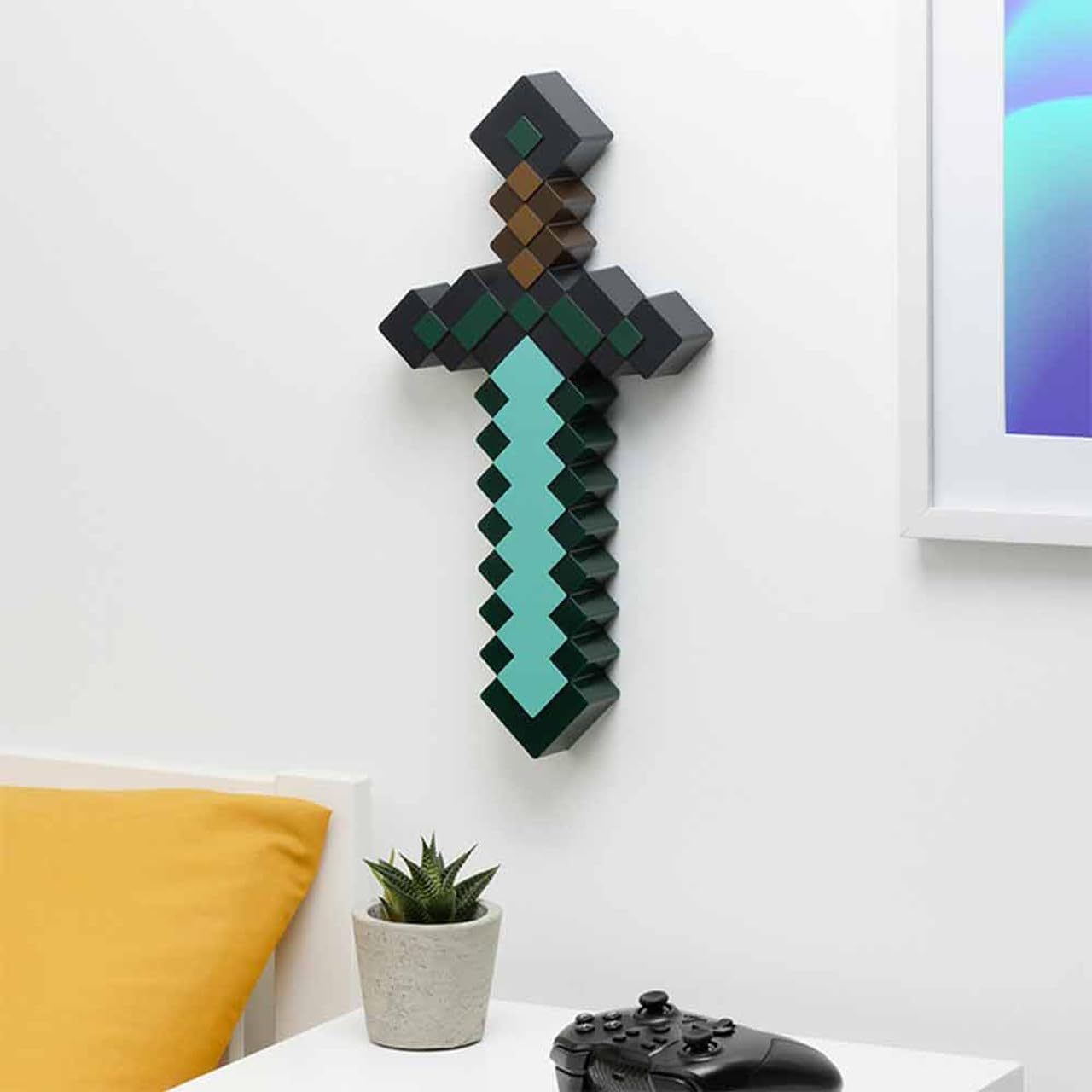 Minecraft Diamond Sword Light - Officially Licensed Merchandise, 3 Dynamic Light Modes with Sound Reaction, Gamer Room Decor and Collectible, USB or Battery Powered | Paladone