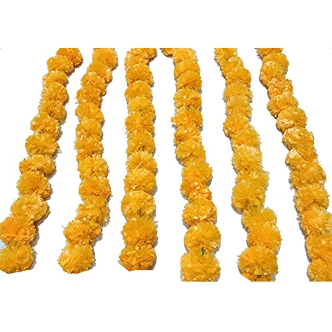 5 PC - 5 feet Artificial Marigold Garland Indian/American Wedding Party, Faux Garlands Wedding Garland, Diwali Decoration, Mantle Decoration, Diwali, Spring Bush Floral! (Orange)