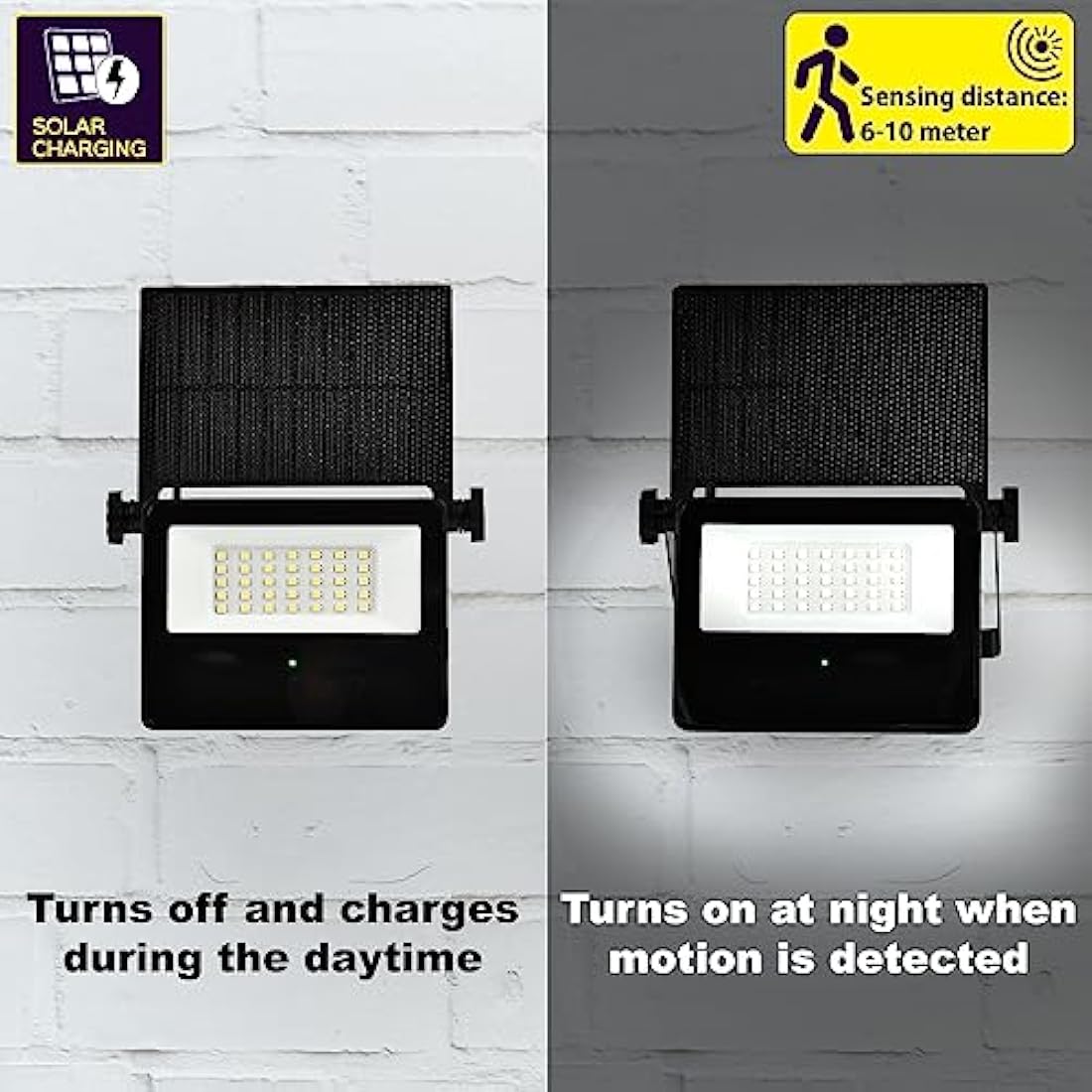 HARPER LIVING Solar Security Outdoor LED Floodlight with Motion Sensor, Weatherproof IP65, 6500k, 860 Lumens, 2000 mAH Lion Battery Solar Powered PIR Wall Lights for Garden Yard Shed Garage Driveaway