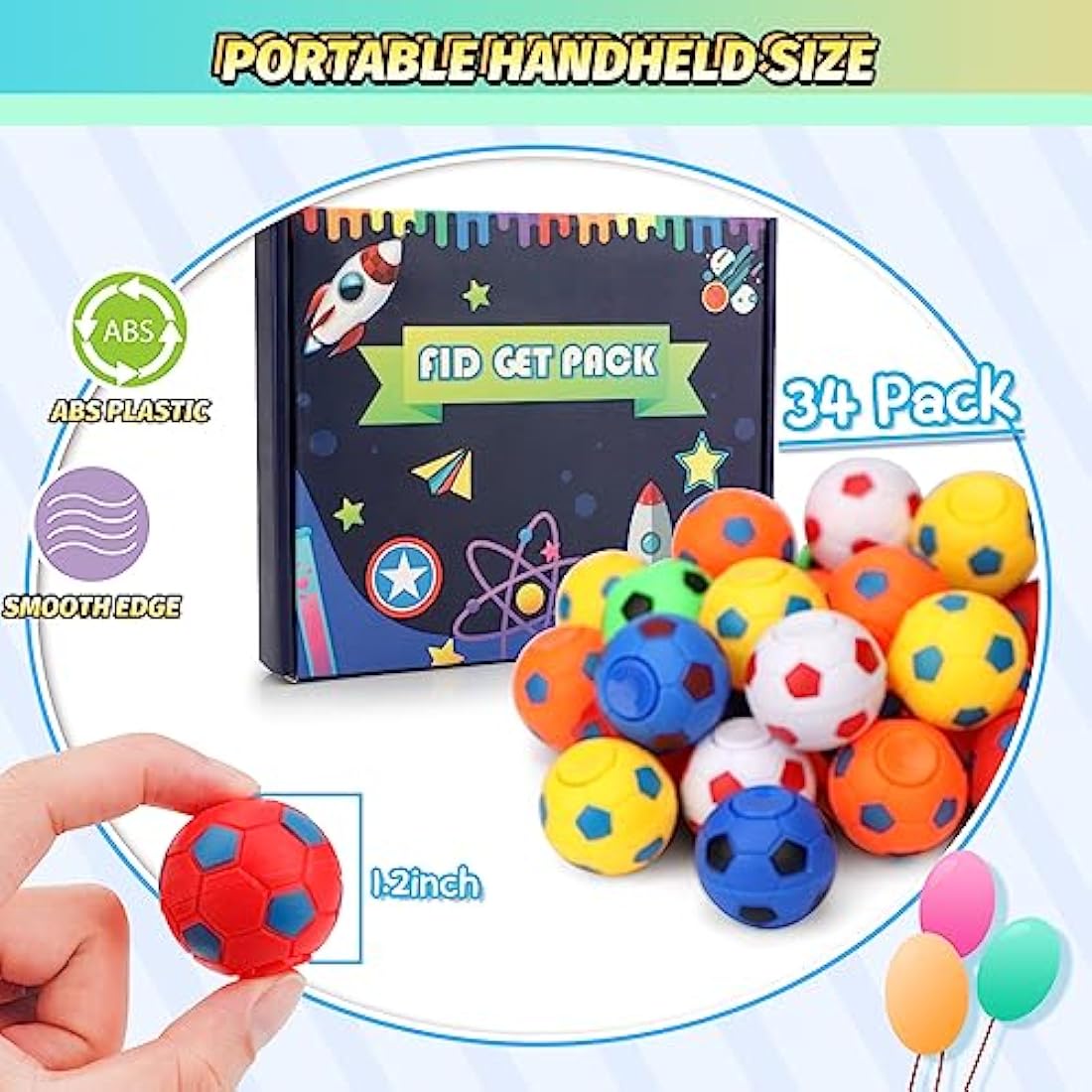Football Fidget Spinner for Kids Adults, Mini Balls Party Favors Supplies Stress Relief Toys, Goodie Bag Stuffers Treasure Box Gift for Classroom Prizes Birthday Christmas Halloween (36PCS)