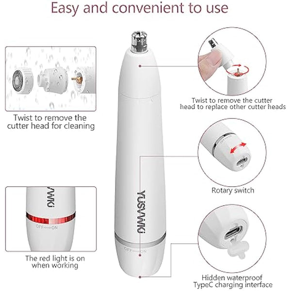 5 in 1 Lady Shavers for Women Facial Hair Remover for Women Bikini Trimmer Eyebrow Trimmer Electric Shaver for Face Eyebrow Lip Nose Legs Underarm Bikini Portable Waterproof Painless with USB Charging