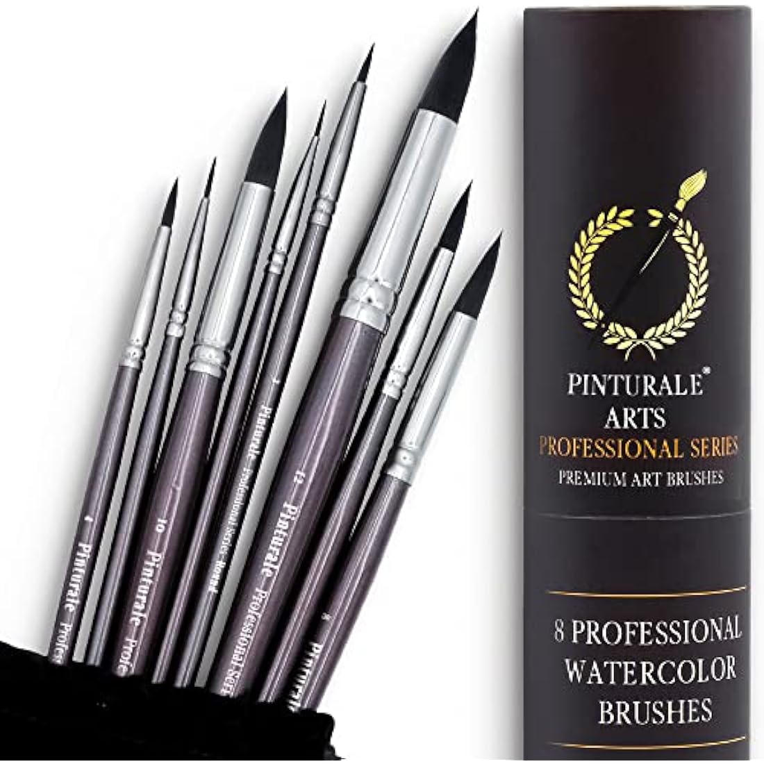 Pinturale Arts 8 Professional Watercolour Brushes For Artists | Watercolour Paint Brushes Set | High Water Absorption and Water Control for Constant Flow