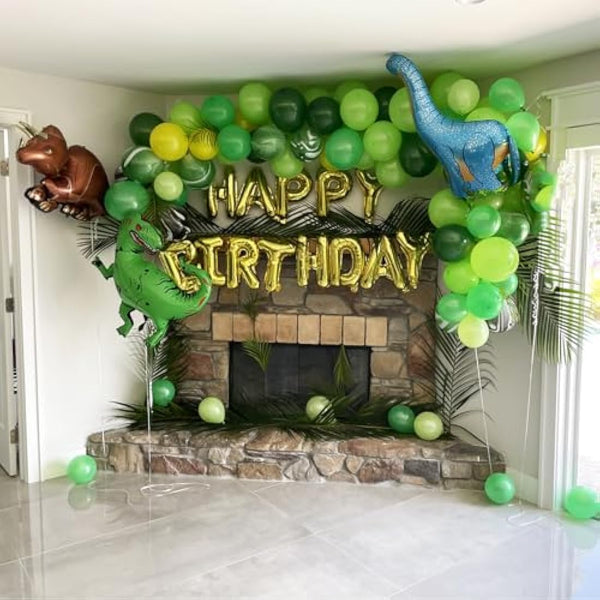 Dinosaur Birthday Decorations - 214 Pcs Banner, Garland & Arch Kit, Dino Party Supplies, Balloons