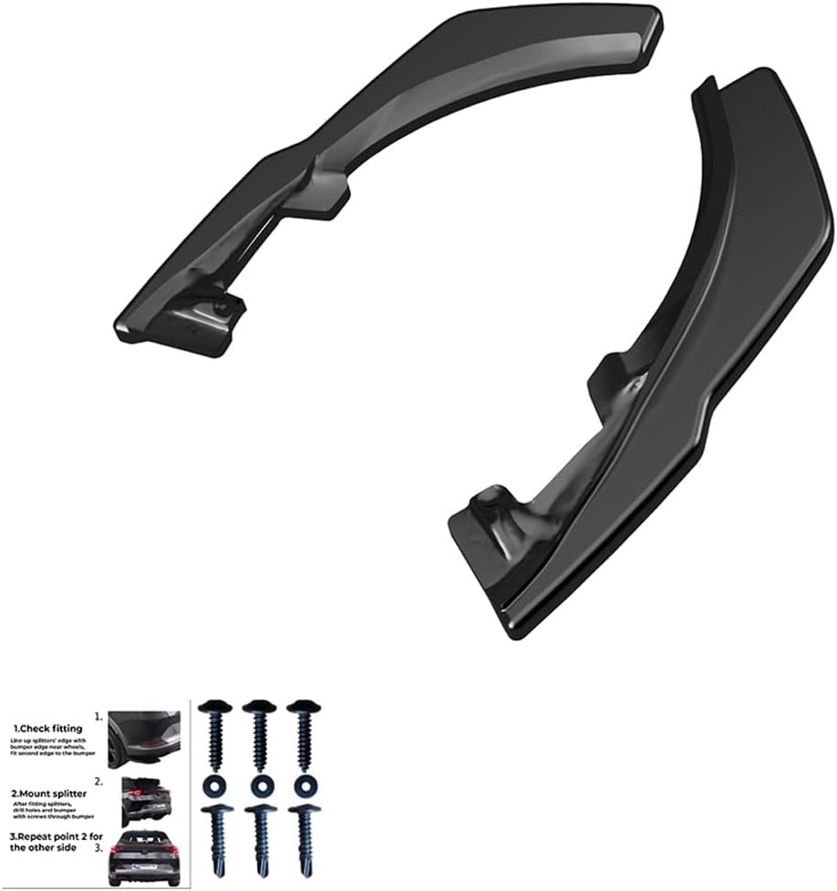 Oneway Rear Side Diffusors compatible with Volkswagen Tiguan II Standard/R-Line 2016-2020 - Gloss black