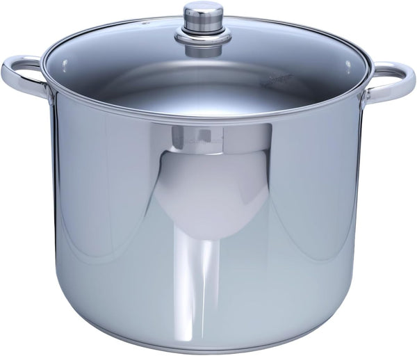 Buckingham Stainless Steel Stock Pot with lid Multipurpose Large Cooking Pot for Soups Stews (11 Litre)