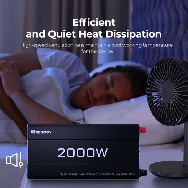 Renogy 2000W Pure Sine Wave Inverter, 4000W Peak 12V DC to 240V AC Power Converter with UK Sockets, UPS Function and Remote Controller for Off-grid, RV, Truck, Boat, Camping, and Home