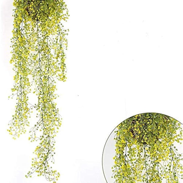 Eyands 2pcs Artificial Hanging Vine Plants - Outdoor Indoor Fake Hanging Plants for Wall Hang Garland Porch Patio Arch Balcony Basket Garden Party Wedding (Yellow Artificial Ivy)