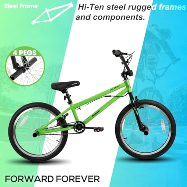 HILAND 20 Inch BMX Freestyle Bike for boys girlss With 360 Degree Gyro & 4 Pegs, 20 Inch BMX Bike for 9 10 11 12 13 Years old kid girl boys girls