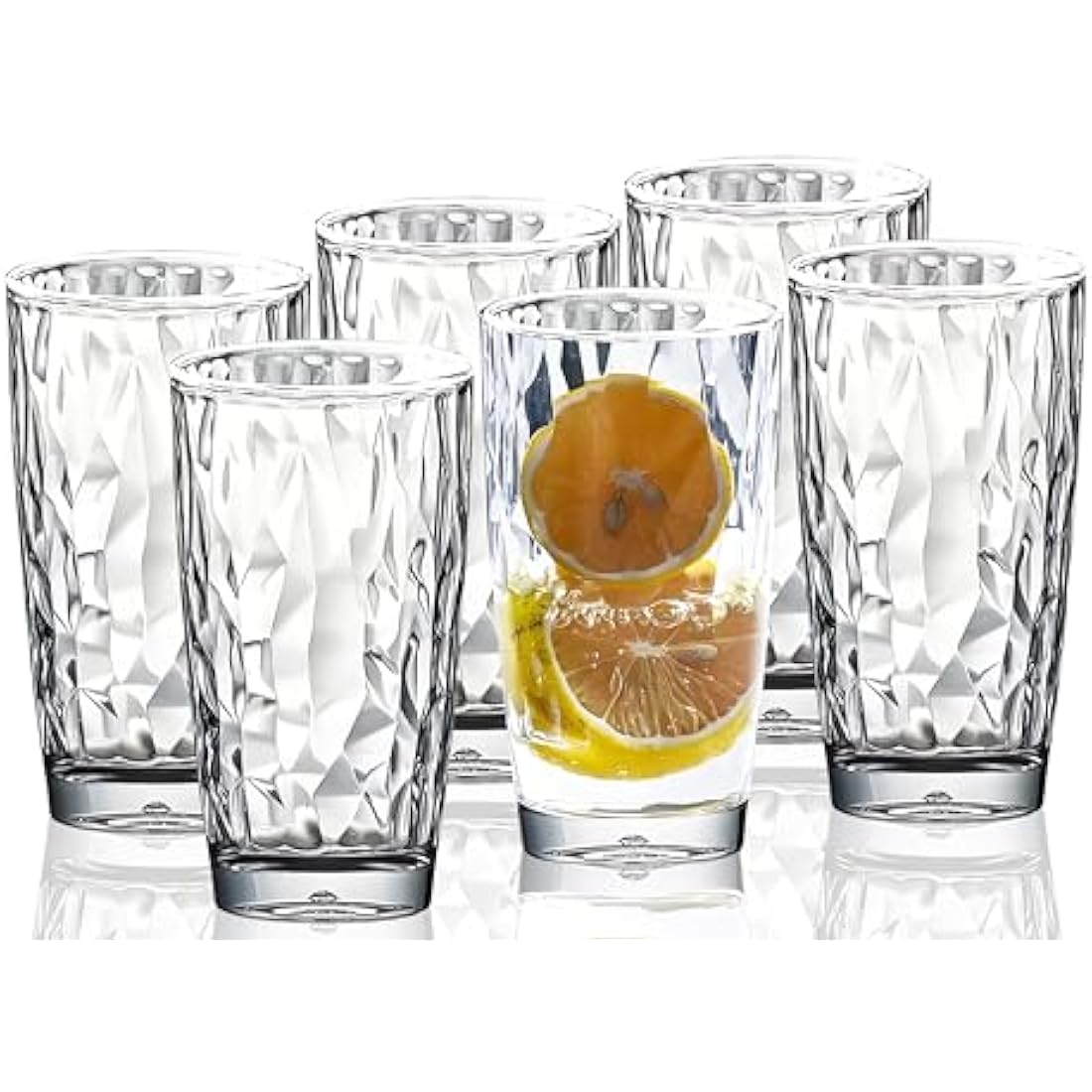 15 Oz Unbreakable Tritan Drinking Glasses Shatterproof Acrylic Glasses Drinkware BPA Free Hard Plastic Cups Reusable Kitchen Water Glasses Drinking Set of 6 (Clear)