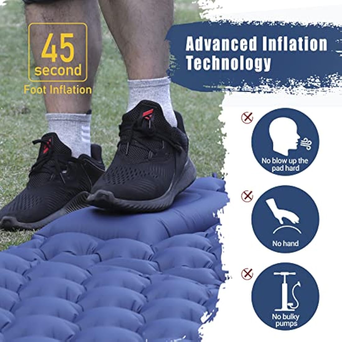 Elegear Camping Mattress Double,Self Inflating Camping Sleeping Mat Double Foot Pump with Pillow Lightweight Sleeping Mat Portable,Outdoor Camping Pad for Hiking Travel Backpacking Beach