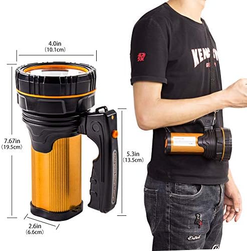 MAYTHANK LED Torch Super Bright Rechargeable Big Capacity10000ma Long Lasting, Powerful High Powered Spotlight Flashlight Long Range 800 Yards, Handheld Searchlight Waterproof (No Side Lantern)