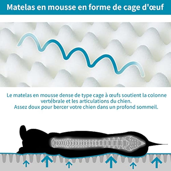 Nepfaivy Extra Large Dog Bed - Waterproof Orthopedic Mattress for Dog Crate, 120×75×7.5cm Soft Medium Bed with Removable Washable Plush Covers, Dark Grey