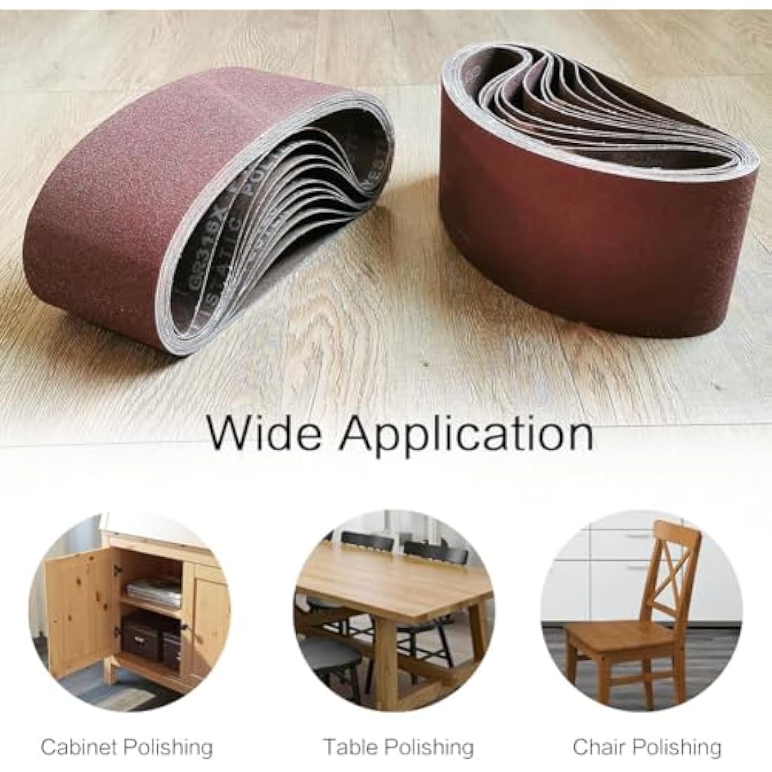 150mm x 1220mm 150mmx1220mm Sanding Belt Assorted Pack,6 Pcs(2 Each of 80 120 150 Grits) Aluminum Oxide for Sander