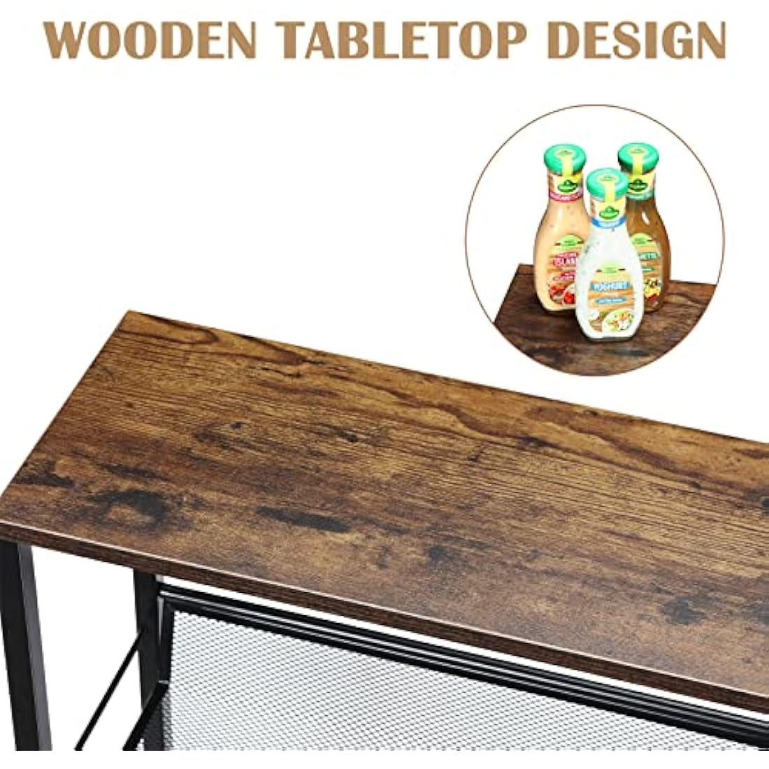 4-Tier Storage Trolley Cart, Slim Storage Trolley, Narrow Storage Unit, Rolling Cart Storage Organizer on Wheels, Mesh Basket Shelf with Handles for Office Bathroom Kitchen Laundry Room