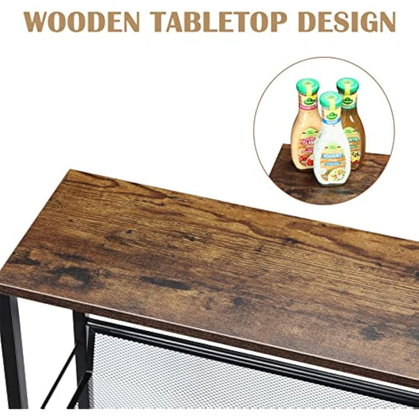 4-Tier Storage Trolley Cart, Slim Storage Trolley, Narrow Storage Unit, Rolling Cart Storage Organizer on Wheels, Mesh Basket Shelf with Handles for Office Bathroom Kitchen Laundry Room