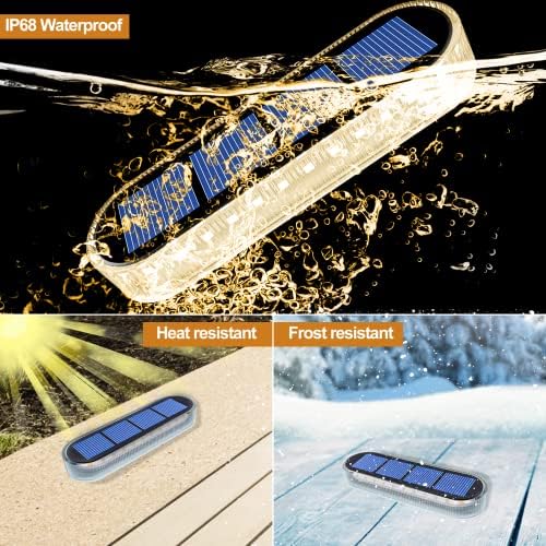 YiLaie Solar Deck Lights, Garden Solar Lights Solar Step Lights, 6 Pack IP68 Waterproof Auto On/Off Solar Lights Outdoor Garden Fence with 30 LED for Driveway Deck Pathway Stair Fence Decoration