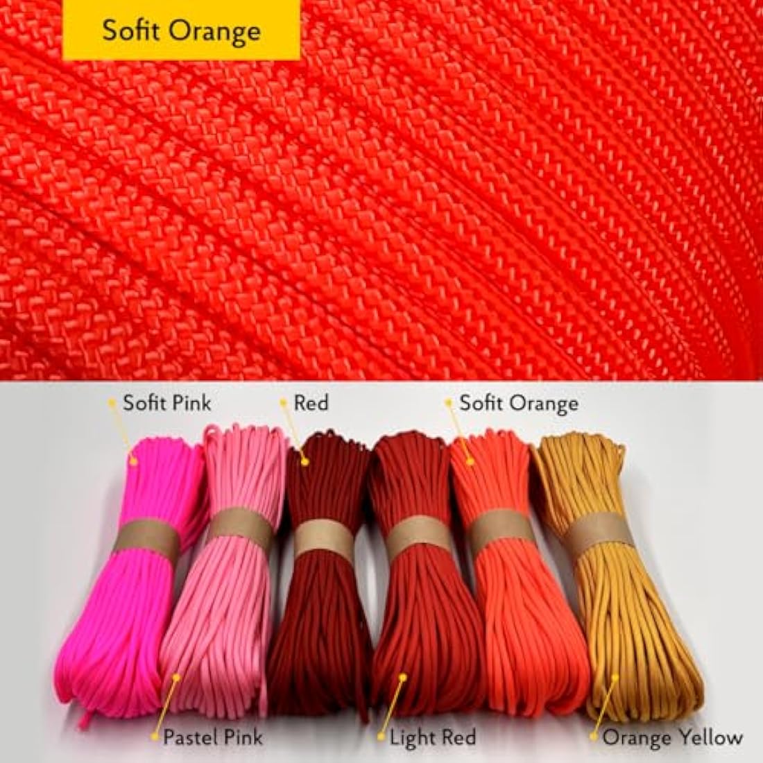 EdcX Paracord 4mm, 35+ Solid Colors (10m, 15m, 30m, 50m, 100m, 300m) | Ideal for Crafting, DIY, Camping, Survival, Outdoor | 100% Nylon Rope 4mm | Tactical Cord 550 Type III