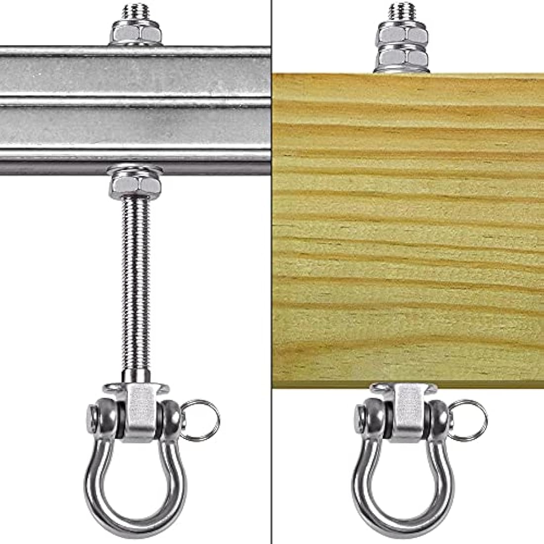 SELEWARE Antirust 304 Stainless Steel Swing Hammock Bolts, Swing Hangers Heavy Duty Hammock Hooks for Wood and Steel Beam Hammock, Porch Seat, Chair, Swing, Yoga (9.3"(235mm) Set of 6