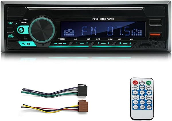 Haptufer 1Set Car Bluetooth MP3 Player Multifunction Plug-in U Disk Car Radio with Multi-Color Function for Car