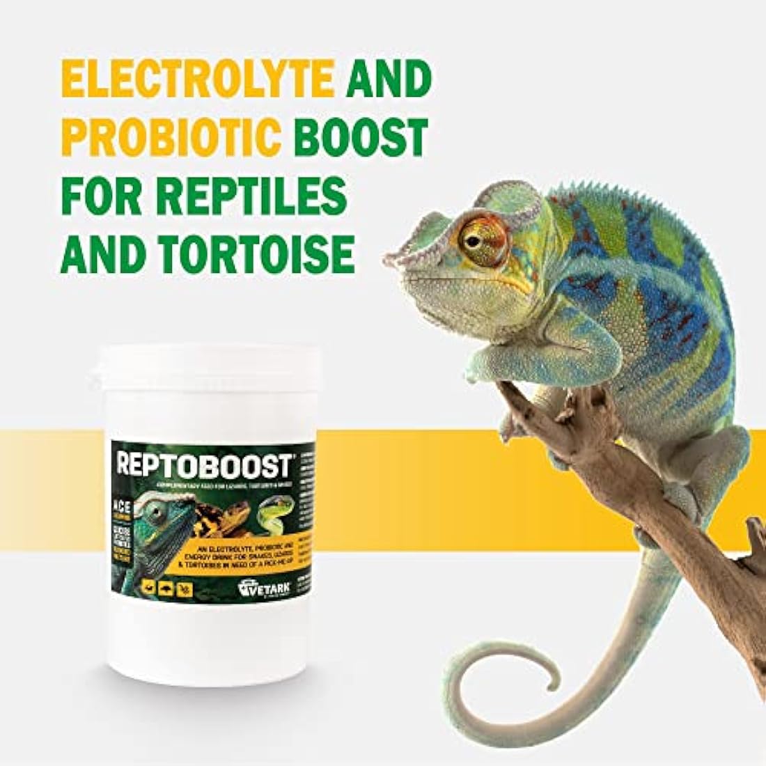 Vetark Reptoboost Power | Electrolyte & Probiotic boost for reptiles & Tortoise | Supports recovery following hibernation | Easy to give | 300g powder