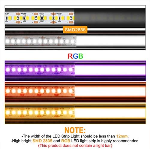 Jirvyuk LED Aluminum Channel, 10 Pack 1m/3.3ft Led Diffuser Strip and Profile for LED Strip Lights with Black Cover Indoor, End Caps and Metal Mounting Clips - (U Shape)