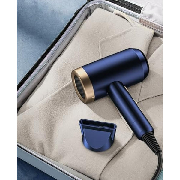 CONFU 1800W Hair Dryer, Ionic Hair Blow Dryer, Lightweight Hair Dryers with Cool Shot Button & Diffuser & Concentrator for Travel Salon Home Use, Dark Blue (Blue)