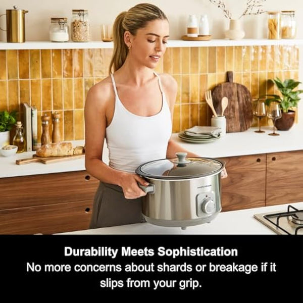 Morphy Richards 461014 Sear & Stew 6.5 Litre Aluminium Slow Cooker, One-Pot Solution, Brushed Stainless Steel