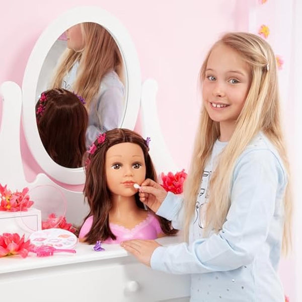 Bayer Design 90088AK Hairdressing head Charlene Super Model, styling, Makeup, with Accessories , Brown