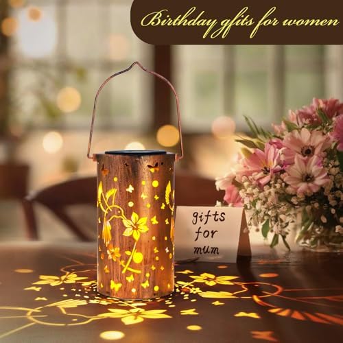 2 Pack Hummingbird Solar Lanterns Outdoor Hanging Lantern Lights, Metal Decor Lantern, Waterproof LED Decorative Garden Light
