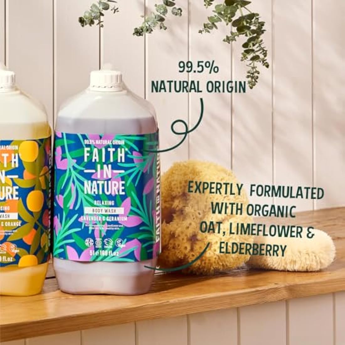 Faith In Nature Natural Lavender & Geranium Body Wash, Relaxing Shower Gel, Vegan & Cruelty Free, No SLS or Parabens, 5L Refill Pack