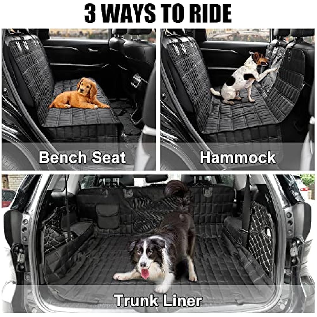 PLUTUS PET Dog Car Seat Cover for Back Seat with Side Flaps and Mesh Window, Waterproof Anti-scratch Nonslip Dog Hammock for Cars, Trucks and SUVs