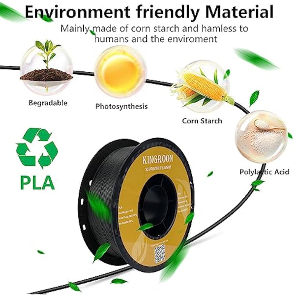 Kingroon PLA Filament 1.75 mm is for the 3D Printer, Filament 3D Printing Materials 10KG 3D Filament Dimensional Accuracy +/- 0.03 mm 3D Printer Filament PLA with Spool Wound Neatly Black pla filament