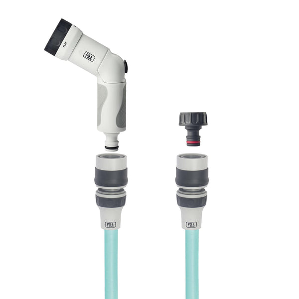 FITT IKON 25m, Garden Water Hose for Irrigation, Extensible, Compact, Light and Ready-to-use, with Multi-Jet Gun, Aquamarine