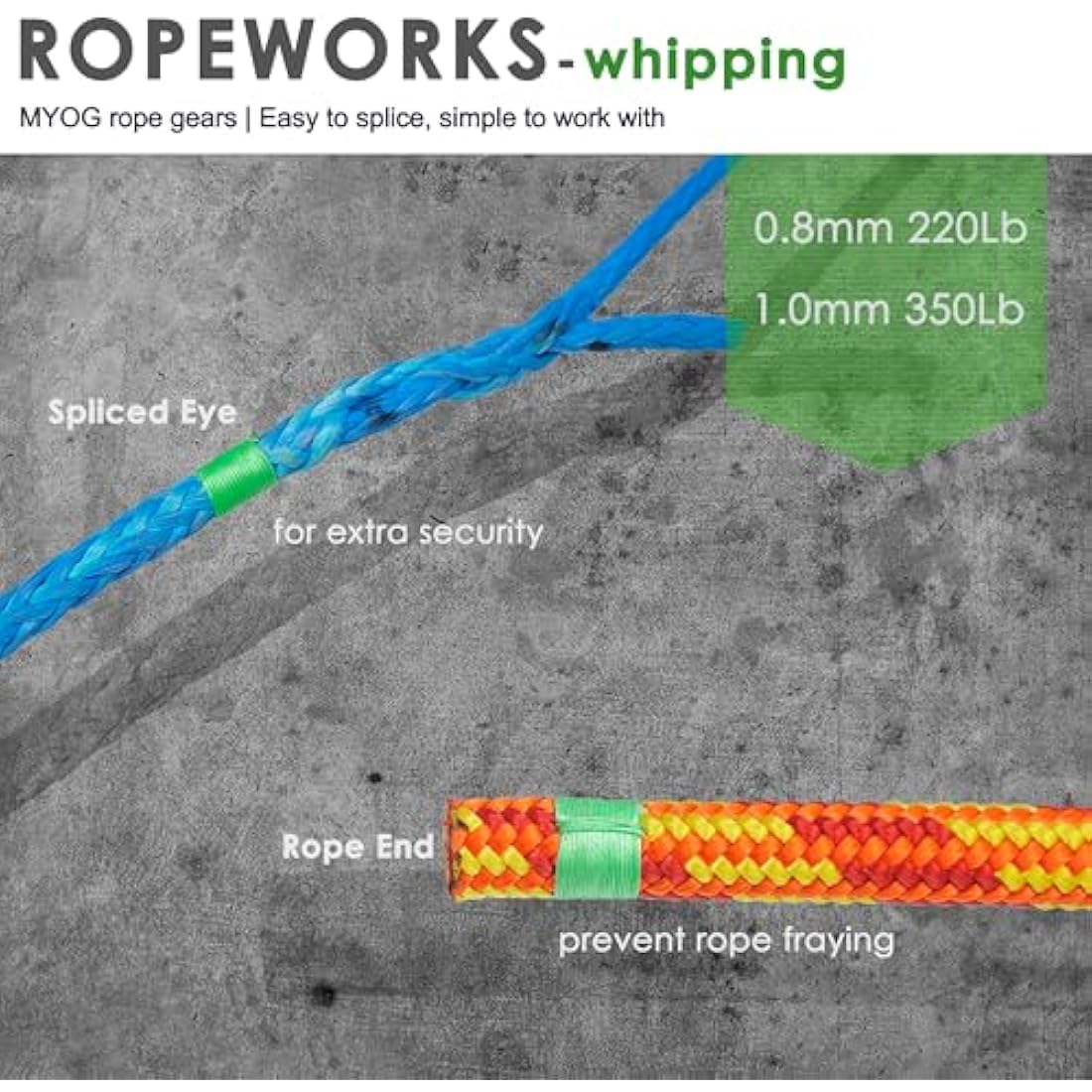 emma kites 100% UHMWPE Braided Cord 100Ft High Strength Low Stretch Utility Cord Guy Ropes 0.5mm ~ 4.8mm for Tent Guyline Tarp Hammock Ridgeline Fishing Line 100Lb ~ 5500Lb with 4 Colours