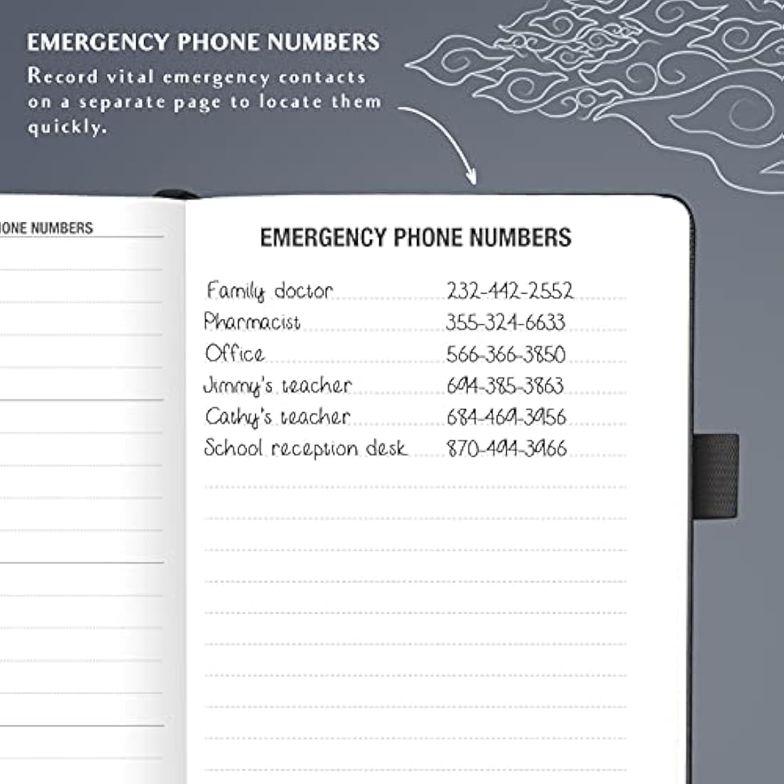 Legend Planner Address Book with Alphabetical Tabs –Telephone Contacts Book for Phone Numbers, Addresses, Passwords, Medium (Mystic Grey)