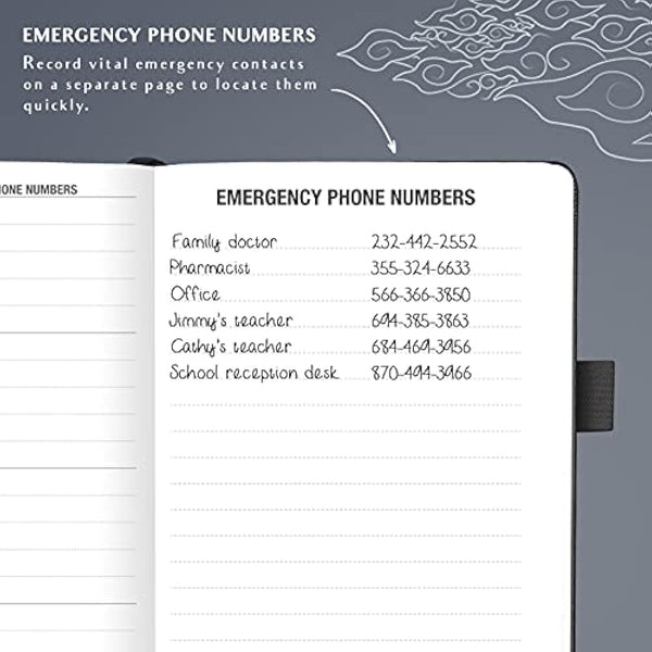 Legend Planner Address Book with Alphabetical Tabs –Telephone Contacts Book for Phone Numbers, Addresses, Passwords, Medium (Mystic Grey)