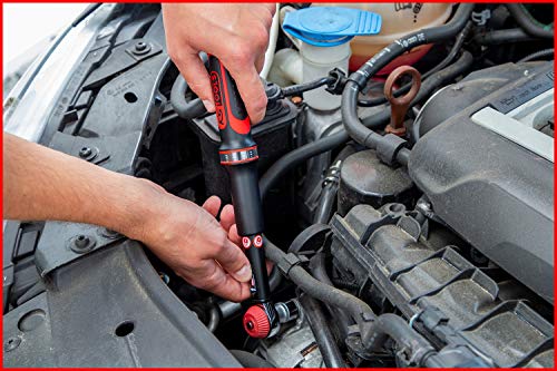 KS Tools Ergotorque® Precision 516.1402 Torque Wrench 1/4 Inch I 1-5 Nm I ± 3% Trigger Accuracy I Ratchet Torque Wrench Car Rotary Knob with Square Drive, Black/Red