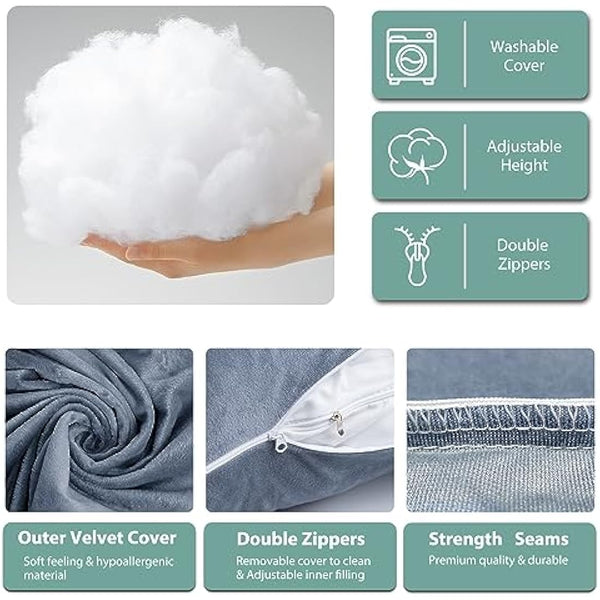 Chilling Home Pregnancy Pillow, 55 inches Maternity Pillow for Pregnant Women, Comfortable J Shaped Full Body Pillow Pregnancy Pillows for Sleeping, with Washable Cover (Grey)