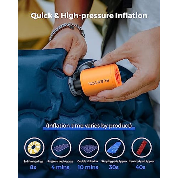 FLEXTAILGEAR Tiny Pump 2, Portable Electric Air Pump, 800mAH Battery Rechargeable, High Flow 180L/min, Fast In/Deflating, Air Mattress, Swimming Ring, Vacuum Storage Bags, Camping & Travel