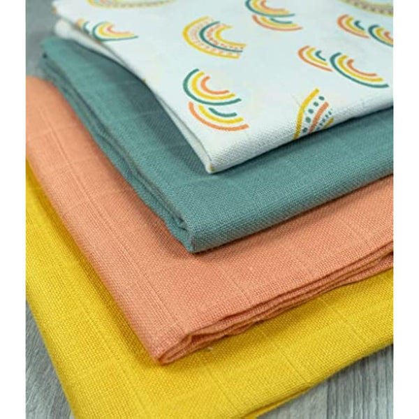 MuslinZ Muslin Squares - Muslin Cloths for Baby - Baby Burp Cloths - 6 Pack Muslins - Large 70x70cm - Boy, Girl, Unisex - Cotton - Absorbent & Breathable - Multi Use Newborn Cloths (Scandi Rainbow)