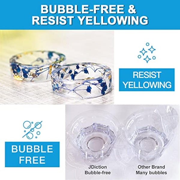 JDiction UV Resin Kit with Light, Super Crystal Clear Hard Resin Sunlight Curing Starter Kit for Jewelry, Doming, Coating, and Casting, DIY Craft