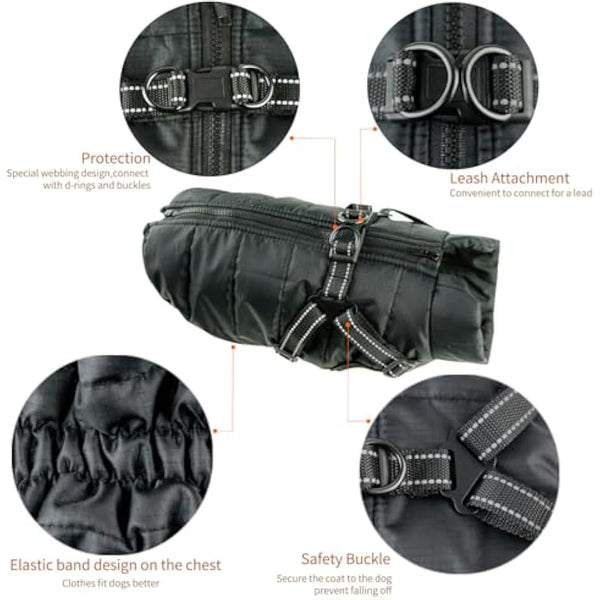 EASTLION Dog Coat with D-ring,Puppy Dog Waterproof Coats Clothes,Doggy Warm Jacket Vest Apparel for Small Pets Dogs Cats,Red,Size S